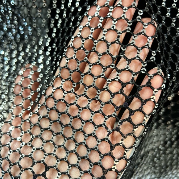 Sequin Grid Long Sleeve Popover Blouse - Picture 2 of 4